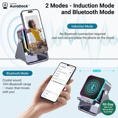 Flexivus AuraDock™ | 5-in-1 Foldable Bluetooth Speaker & Phone Stand