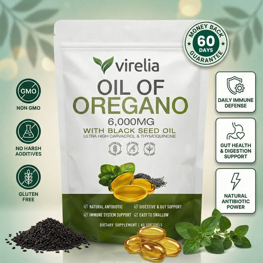 Virelia™ 2-in-1 Immune & Digestive Support - Oil of Oregano + Black Seed Oil with 165mg Carvacrol