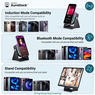 Flexivus AuraDock™ | 5-in-1 Foldable Bluetooth Speaker & Phone Stand