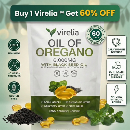 Virelia™ 2-in-1 Immune & Digestive Support - Oil of Oregano + Black Seed Oil with 165mg Carvacrol
