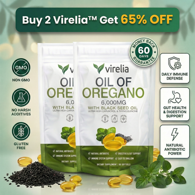 Virelia™ 2-in-1 Immune & Digestive Support - Oil of Oregano + Black Seed Oil with 165mg Carvacrol