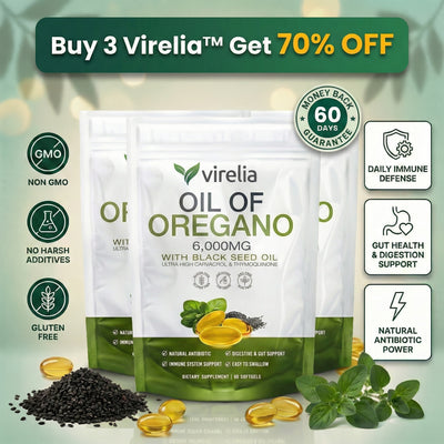 Virelia™ 2-in-1 Immune & Digestive Support - Oil of Oregano + Black Seed Oil with 165mg Carvacrol