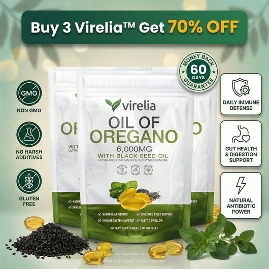 Virelia™ 2-in-1 Immune & Digestive Support - Oil of Oregano + Black Seed Oil with 165mg Carvacrol